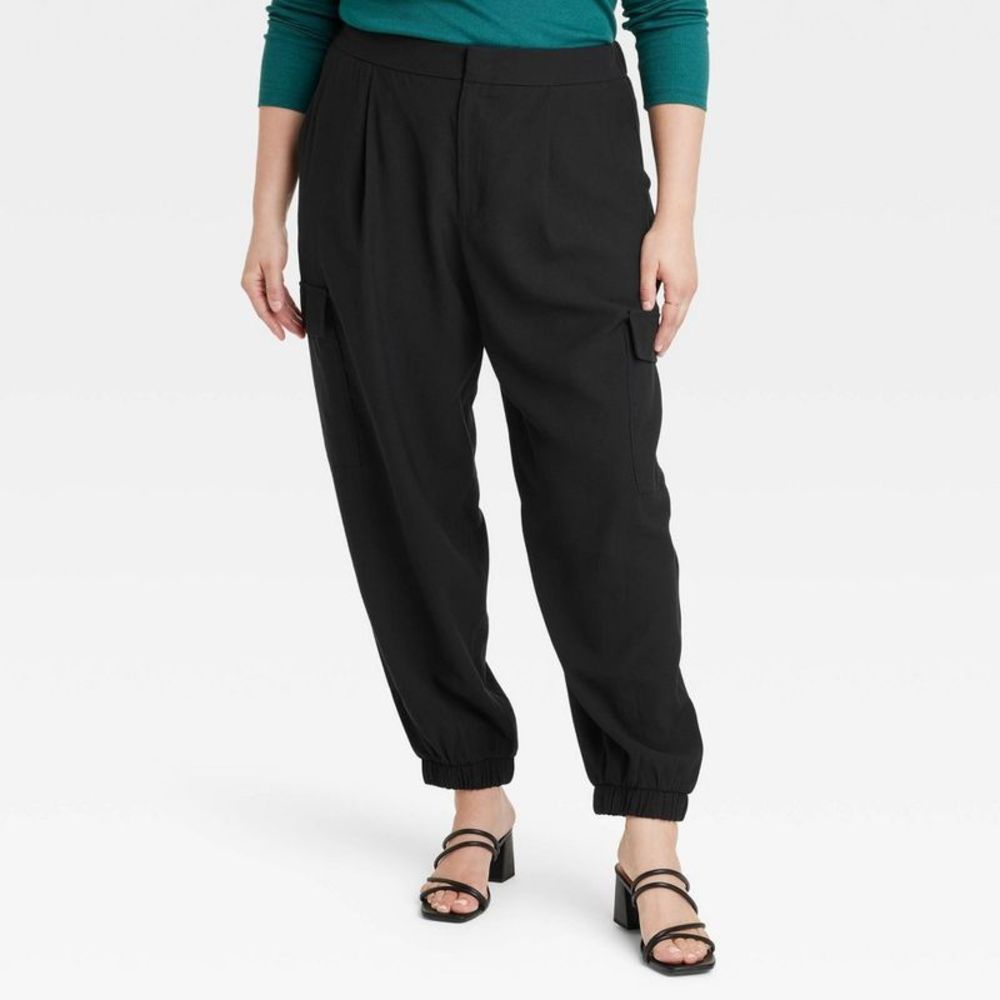 Women's High-Rise Ankle Jogger Pants - A New Day Black 17